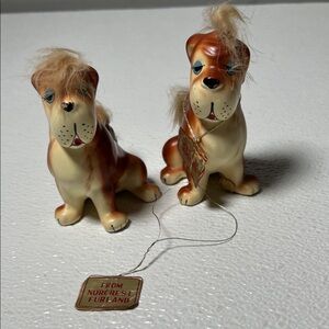 Vintage Norcrest Ceramic Dog Salt and Pepper Shakers with Tag Rare